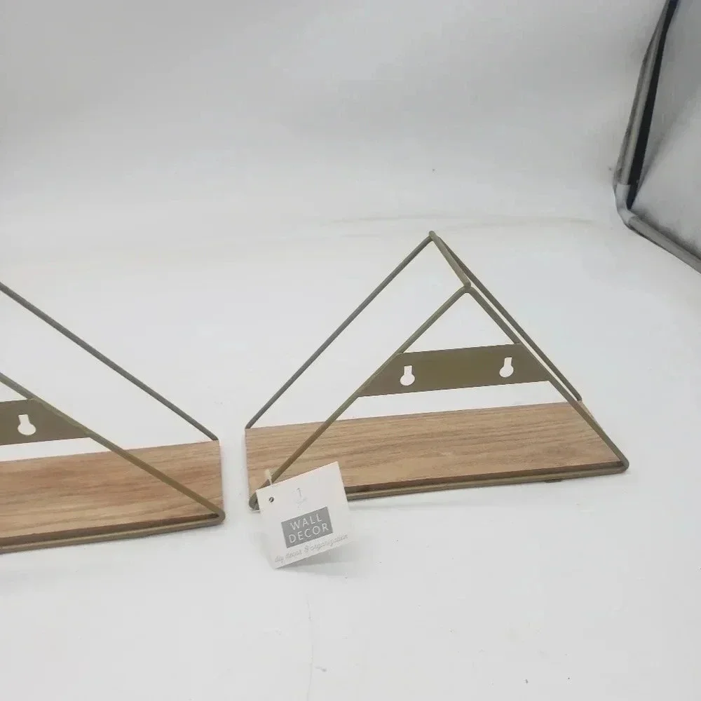 Geometric Triangluar Metal & Wood Wall Hanging